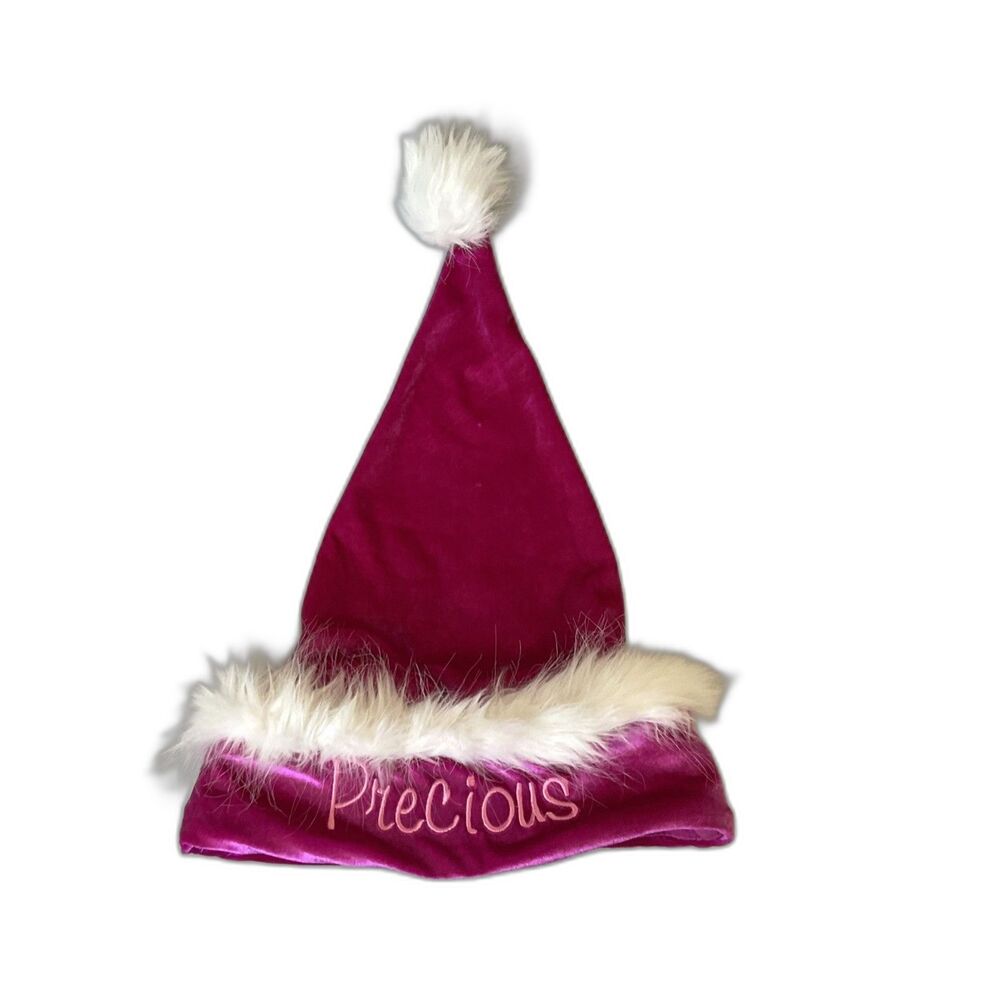 Dan Dee Collector’s Choice Pink Velvet Santa Hat Embroidered Precious Faux Fur